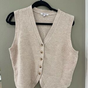 Madewell Beige Button-Up Knit Vest